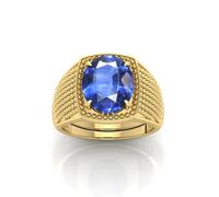 Arwacraft Anillo de 7,25 ratti 6,00 quilates certificado Aaa++ calidad natural de zafiro azul neelam chapado en oro para hombres y mujeres S-B0CVS9LTMRNAMZ