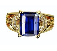 Arwacraft Anillo de piedra preciosa ajustable chapado en oro Neelam de zafiro azul natural certificado de 15 quilates de 16,25 ratti de 15,00 quilates, para mujeres y hombres, S-B0CKBW7GMRNAMZ