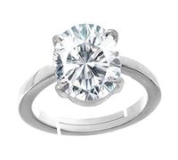 Arwacraft Anillo de plata ajustable de 12 quilates con circonita blanca natural y diamante americano para hombres y mujeres--B0C37JC9MRNAMZ, S, Gema