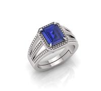 Arwacraft Anillo de zafiro azul de 6,00 quilates, certificado Aaa++, calidad natural de zafiro azul neelam, anillo chapado en plata para hombres y mujeres, S-B0CW3J8ZMRNAMZ