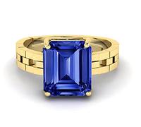 Arwacraft Anillo de zafiro azul natural de 2,50 quilates sin calefacción y sin tratar, chapado en oro de zafiro azul natural para hombres y mujeres por laboratorio - Certificado B0C7GX9LMRNAMZ, S
