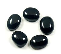 Arwacraft Piedra preciosa de ónix negro de 43 quilates, natural, ovalada, suelta, 5 piezas, lote al por mayor para hacer joyas, B073CHXGMRNAMZ