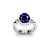 Arwacraft Sin calefacción sin tratamiento 12.00 quilates Aaa+ calidad natural zafiro azul Neelam chapado en plata anillo de piedras preciosas ajustable para mujeres y hombres (Lab - certificado