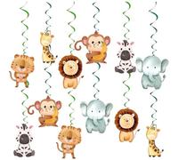 ARWIG 24 Adornos Colgantes Safari Animales Selva para Cumpleaños Infantil, Fiesta de Selva, Baby Shower
