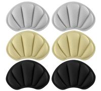 ARWIG 3 pares de cojines para talones, protectores antideslizantes, plantillas para zapatos grandes, protección contra fricción y ampollas (Negro, Gris, Beige)