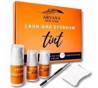 ARYANA NEW YORK Set de pestañas y cejas hasta 10 aplicaciones, negro y marrón, 5 ml, con cepillo para cejas