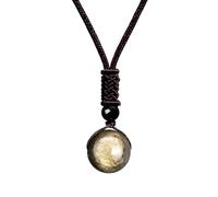 ARYIMYDP 1 Collar de la Suerte de Obsidiana Dorada Natural, Colgante de Piedra Redondo con Brillo Único, Cada Piedra es una Pieza Única, Regalo Simbólico para Personas Especiales