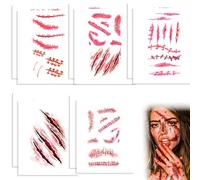 ARYIMYDP 10 Piezas Láminas Tatuajes Cicatrices Realistas, Pegatinas Heridas para Noche de Brujas Temporal