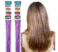 ARYIMYDP 12 Piezas Extensiones de Pelo Brillante Con Clips,50 CM Clip in Tinsel Glitter Extensiones de Cabello,Postiches à Paillettes Pour Femmes et Fillettes Pour Les Fêtes（A Color)