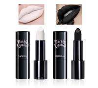 ARYIMYDP 2 Barra de Labios Negro y Blanco con Brillo Metálico, Ideal para Halloween y Festivales, Color Intenso y Resistente al Agua, Apropiado para Semana Santa y Celebraciones