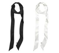 ARYIMYDP 2 Piezas Cinturón de Satén para Mujer, Negro y Blanco, Ancho 5cm, Largo 200cm, versátil como Pañuelo de Cuello o Adorno para Sombrero