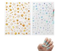 ARYIMYDP 2 Piezas Láminas Pegatinas Uñas 3D Océano Brillante, Calcomanías Decorativas Fáciles de Quitar para Principiantes, Ideal para Decoración de Uñas en Casa