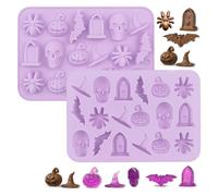 ARYIMYDP 2 Piezas Molde Silicona Halloween para Chocolate y Helados, Moldes Reposteria Halloween, Flexible para Galletas/Jabón/Cubitos, No Pegajoso y Duradero, 36 Cavidades