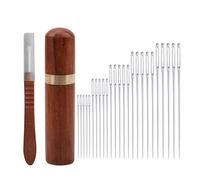 ARYIMYDP 27 Piezas de Costura en Madera de Sándalo, Incluye Estuche, 25 Agujas de Coser a Mano de Ojo Grande en 5 Tamaños y Quitahilos, para Labores y Reparaciones