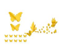 ARYIMYDP 28 piezas pegatinas pared espejo acrílico dorado, mariposas y ángeles adhesivos 3D, decoración mural removible para salón dormitorio pasillo infantil decoración dorada hogar fiesta