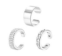 ARYIMYDP 3Pcs Ear Cuff Plata,Pendientes Sin Agujero Mujer,Pendientes Mujer Chunky Earcuff Hipoalergénicos Clip para Cartílago