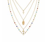 ARYIMYDP 4 collares mujer dorados, set collares en capas estilo boho con colgantes, 44,2-60cm, joyería multicapa para diario, fiesta, regalo, para vacaciones, para festival, para outfit, decoración