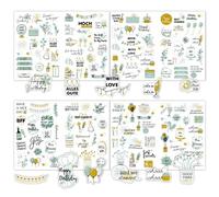 ARYIMYDP 4 Hojas de Pegatinas de Cumpleaños, más de 500 Adhesivos, Diseño Vintage, para Libro de Invitados, Álbum de Fotos, Scrapbooking, Planificador, Proyectos DIY, Niños y Adultos