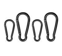 ARYIMYDP 4 Piezas Mosqueton, Dos Tamaños Diferentes Mosquetones Pequeños, Carabiner para Viajes, Camping, Hamaca, Senderismo, Pesca, Correa para Perros Llavero, Negro