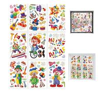 ARYIMYDP 9 Hojas Pegatinas de Ventana de Payaso, Autoadhesivas, Reutilizables, Estáticas, Pegatinas de Doble Cara, Adornos Pegatina para Decoración, Pegatinas para Ventanas Cristal Decoración