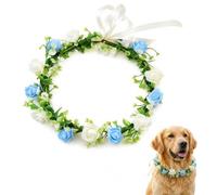 ARYIMYDP Collar Pétalos Enlace Canino, Peludo Nupcias, Collar Flores Mascota, Corona Floral Perro, Accesorio Ceremonia Perro, para Regalo Decoración Estilo Diario, Outfit Peludo Fiesta