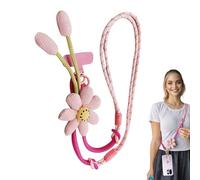 ARYIMYDP Cuerda para Movil,Cordón Trenzado con Flores Rosas,Cordón para Movil Cuello Universal para Colgar el Móvil Correa para el Móvil,Ajustable Cordon