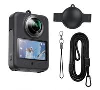 ARYIMYDP Funda Silicona con Tapa Objetivo, Compatible con dji Osmo 360, Carcasa Protectora cámara con cordón y Clip metálico, Accesorio contra arañazos Polvo Negro Viaje Outdoor vlog cámara