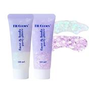 ARYIMYDP Gel de Purpurina Set 2x30ml Blanco y Rosa Plateado, Purpurina Gruesa de Larga Duración para Rostro, Cuerpo y Cabello. Ideal Festival, Fiesta, Carnaval y Maquillaje Fantasía.