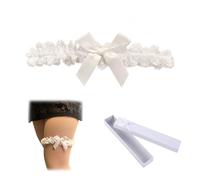 ARYIMYDP Jarretière de Mariage en Dentelle pour Mariée présentée Dans un Coffret Blanc, Jarretières de Mariée en Dentelle, Décoration de Mariée, Idéale pour les Mariages, les Fêtes et les Réceptions.