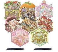 ARYIMYDP Libro Creativo con 8 Pegatinas 3D Escenas, Pegatinas Miniatura con Pinzas, Decoración para Cuadernos, Diarios y Portátiles, Ideal para Adultos y Niños