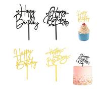 ARYIMYDP Pack 4 Toppers de Cumpleaños "Happy Birthday", Decoración para Tartas de Fondant, Postres y Cupcakes, Reutilizables y Fáciles de Limpiar, Ideal para Fiestas