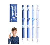 ARYIMYDP Pack de 4 Bolígrafos Borrables Retráctiles 0.5 mm, Bolis Bonitos de Tinta Gel Azul Cristal, Diseño Odisea del Espacio con Goma para Notas y Papelería Escolar