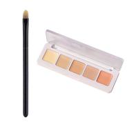 ARYIMYDP Paleta de cobertura total, crema 5 en 1, para contouring, corrige ojeras oscuras, marcas rojas y suaviza líneas finas, resalta, 5 colores con pincel, resistente al agua y de larga duración