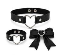 ARYIMYDP Set choker gótico mujer 3 piezas, gargantilla negra pulsera y pinza lazo, joyería punk Y2K, para fiesta festival cosplay look dulce cool, outfit festival, dark coquette, look club