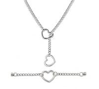 ARYIMYDP Set de 2 cadenas de corazón plateadas, collar Y punk de acero inoxidable con colgante corazón, cadena decorativa para ropa sombrero bolso, joyería gótica fiesta cosplay festival accesorios