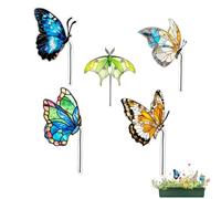 ARYIMYDP Set de 5 Mariposas de Acrílico como Claveles para Plantas, Multicolor, Ideales para Jardineras, Parterres, Exterior, Duraderas, Regalo para Amantes de la Naturaleza, Decoración Primaveral
