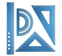 ARYIMYDP Set de Geometría, 4 Piezas, Reglas Escolares de Aleación de Aluminio Metálico, Escuadra y Cartabón, Transportador Geométrico, Conjunto de Reglas de Aluminio Metal Recto Triángulo