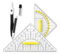 ARYIMYDP Set de Geometría Flexible con 2 Escuadras y 1 Compás, Color del Compás Aleatorio para Dibujo Preciso, Herramientas Multifuncionales para Escuela Oficina y Diseñadores