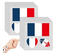 ARYIMYDP Tatuajes Temporales Bandera Francia, 10 Unidades 5.7x6cm. Pegatinas Faciales Impermeables Hipoalergénicas para Fans Fútbol.