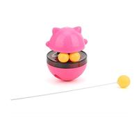 Arythia Juguete dispensador de golosinas para Gatos Interactivo, Bola dispensadora de Comida con Fuga, diseño de Gato de Dibujos Animados, comedero Educativo de (Carmín)