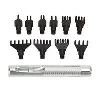 Arythia Set 11 Piezas Sacabocados Cuero y Punzón, Herramienta para Cuero Acero Carbono con Cabezales Reemplazables, Perforadora Duradera para Marroquinería