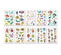 ARYU 1set10pcs Brillo Tatuaje Pegatina Conjunto Impermeable Sudor Animal Dinosaurio Unicornio Dibujos Animados Pegatinas Temporales Pegatinas De Tatuaje Para NiñOs