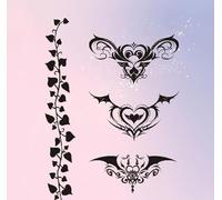 ARYU 2 Sets De 8 Pegatinas MáGicas Para Tatuajes De MelocotóN Privado CorazóN Hojas Enredaderas Hierba Jugo Impermeable Vientre Espalda Cintura Piernas Cubierta De Papel