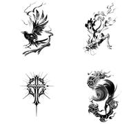 ARYU 4 tatuajes impermeables a base de hierbas que no se pueden lavar para hombres, estilo de nicho de personalidad, tatuajes realistas de brazo de 11 x 18 cm, destacan y crean un aspecto de gama alta