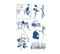 ARYU 5 Pegatinas De Tatuajes A Base De Hierbas Para Mujeres, Resistentes Al Agua Y De Larga DuracióN, Brazo De Flor Rosa, PatróN PequeñO, ClavíCula, No Se Puede Lavar, Semipermanente, 12 × 19 Cm