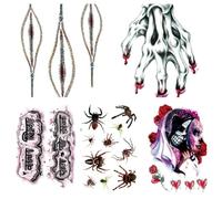 ARYU 5 Pegatinas De Tatuajes De Halloween Para Prevenir Cicatrices De Sangre Reales Pegatinas De Tatuajes 10,5×15cm