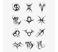 ARYU 5 Uds Doce Constelaciones Pegatinas De Tatuaje Con Imagen PequeñA Impermeables Y Duraderas ImáGenes PequeñAs Dedo Semipermanente A Base De Hierbas 11 × 18cm