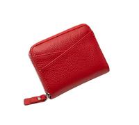 ARYU Cartera de piel auténtica con bloqueo RFID con 13 ranuras para tarjetas, bolsillo para monedas, color marrón, Red, Compacto, Cartera plegable con relieve floral
