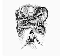 ARYU Pegatinas De Tatuajes A Base De Hierbas Para Brazos De Flores Para Hombres, Resistentes Al Agua, De Larga DuracióN, Descendientes Del DragóN, Espalda, No Reflectantes, 17 × 24cm