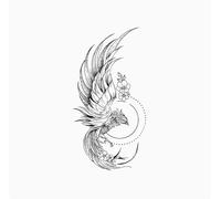 ARYU Phoenix On Fire-Pegatina De Tatuaje A Base De Hierbas, Resistente Al Agua, Jugo De Larga DuracióN, Brazo Abdominal Semipermanente